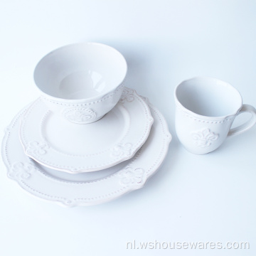 Eenvoudige stijl emboss blue servies set